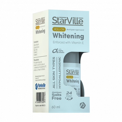 STARVILLE WHITENING ROLL ON ANTIPERSPIRANT WITH VITAMIN E FOR ALL SKIN TYPES 24 HOURS 60 ML